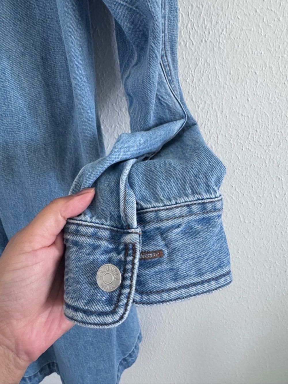 ✨ Madewell Denim Button-Front Mini Shirt Dress Blue ✨ Size S - Picture 8 of 9